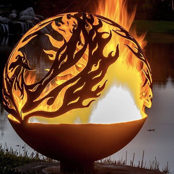 Phoenix Rusty Metal Fire Ball Fire Pit