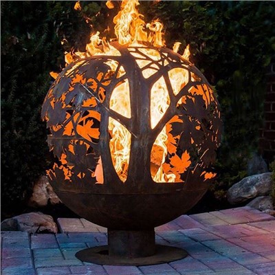 3D Txiav Corten Steel Sphere Firepit