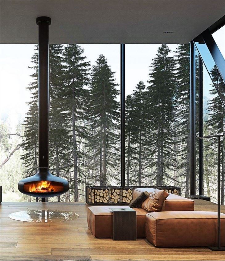 Celling Mounted Suspended Fire Place Fire Pits
