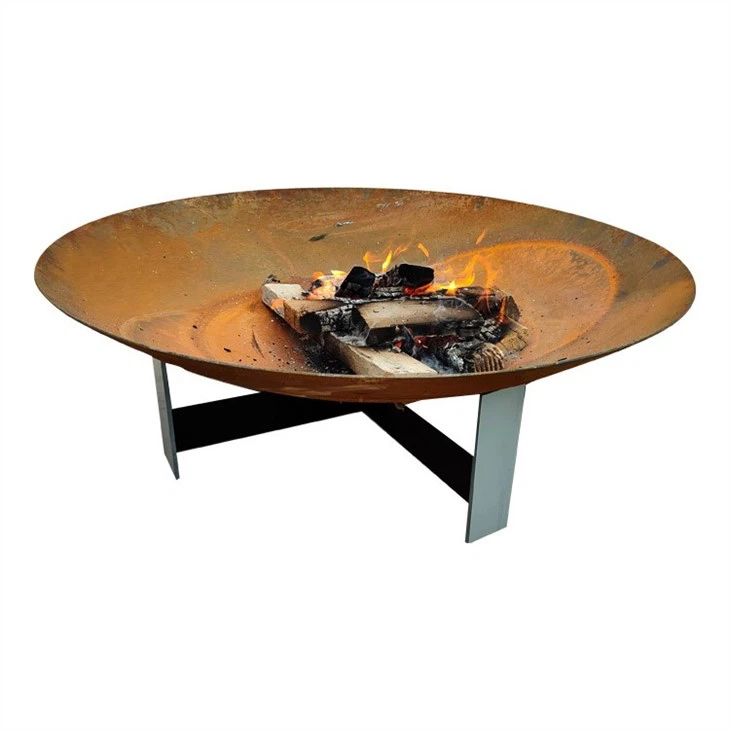 Outdoor Wood Charcoal Burning Rust Corten Steel Fireplace