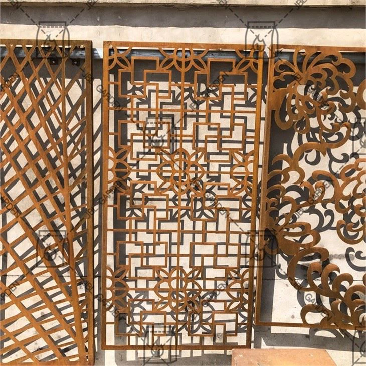 Kho kom zoo nkauj txiav Corten Steel Screen Vaj Huam Sib Luag