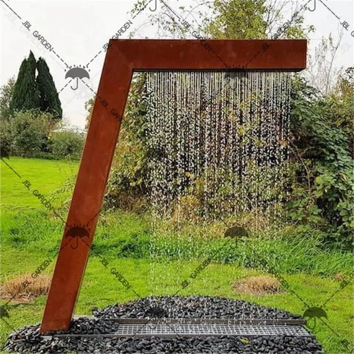 Metal Rain Curtain Corten Steel Water Feature