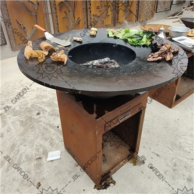 Corten Steel Sab nraum zoov Hluav Taws Kub Grill