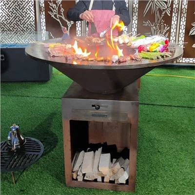 Corten Steel Cooktop Cov Hniav Nyiaj Hniav Kub Qhov Hluav Taws Xob Tawm Sab Nraum Patio Hlau BBQ Hluav Taws Kub Lub Rooj Kub