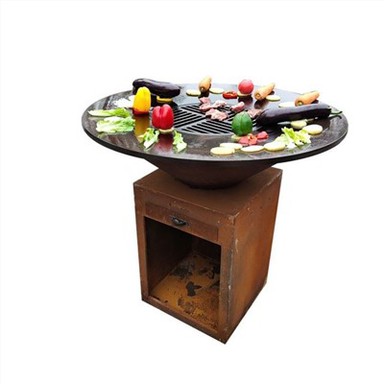 Corten Steel Qhov cub Square BBQ Grill