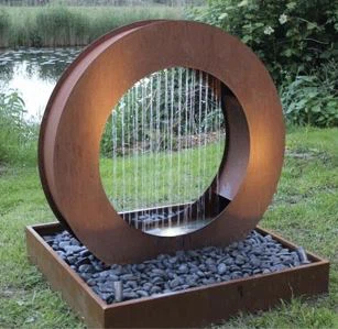 Steel Water Feature For A Rusted Finish